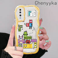 Chenyyyka เคสโทรศัพท์ลายการ์ตูนน่ารัก,A30s A51 A50s ปลอกสำหรับ Samsung A50ลายการ์ตูนน่ารัก Spoof Monster Tetris วัสดุอัพเกรดเนื้อครีมขอบคลื่นนุ่มกันกระแทกแบบใสป้องกันเคสโปร่งใสลายกล้องถ่ายรูป