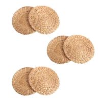 6 Pcs Woven Placemats, Table Placemats, Natural Water Hyacinth Weave Placemat,Round Braided Rattan Tablemats