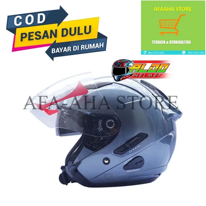 Helm Half Face KYT GALAXY SLIDE BLACK DOFF FLAT R Original Helm Pria