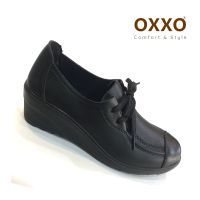 OXXOรองเท้าคัชชู รองเท้าเพื่อสุขภาพหนังนิ่ม รองเท้าทำงาน หญิง ส้นเตารีด oxxo พี้นสูง2นิ้ว ใส่สบายX76085
