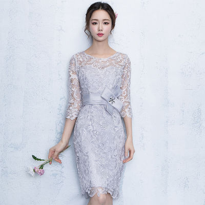 Evening Dress 2022 New Banquet Host Slim Short Dress Womens Middle Sleeve Dress Girl Improved Daily
