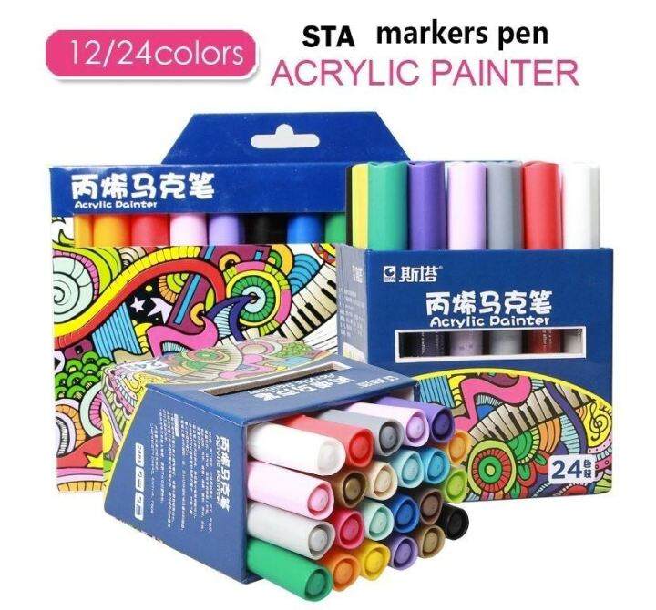 2mm STA Acrylic Paint Markers 12pcs/24pcs Lazada PH