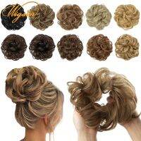 นามสกุลผมสังเคราะห์ยุ่งหยิกผมยืดหยุ่น Scrunchies Hairpieces สังเคราะห์ Chignon Donut Updo ชิ้นผมสำหรับผู้หญิง Ubeauty