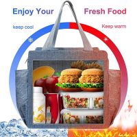 Insulated Lunch Bag with Dual Side Pockets Thermal Lunch Tote Bag Women Men Adults Capacity for Work School Office