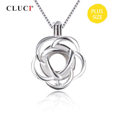 CLUCI 925 Sterling Silver Charms Pendant for Women Jewelry Rose Flower Cage Pendant Locket for 10-14mm Pearl SC371SB