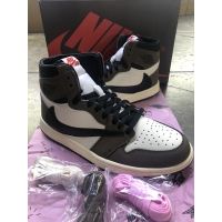 2023 Ready Stock 【Original】 ΝΙΚΕ Ar J0dn 1 x "Travs- Sc0tt-" High Top Barb Mens Fashion Basketball Shoes Brown White {Limited Time Offer}