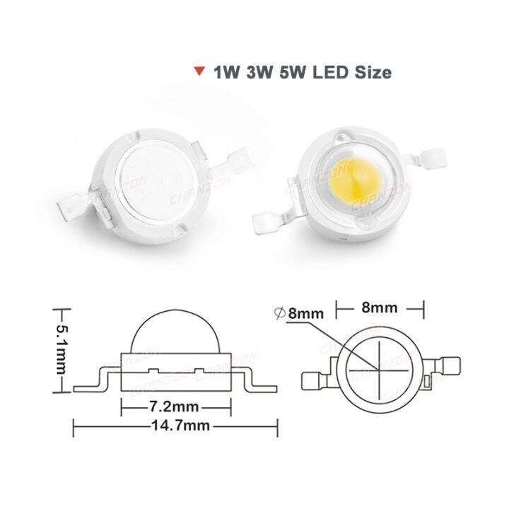 หลอดไฟชิบไฟแอลอีดีชิป-led-แรงสูงสำหรับติดตั้งบนแผงวงจร1w-3w-5w-สีขาวนวล-หลอดไฟยูวีสีส้มแดงน้ำเงินเหลืองเหลืองสำหรับปลูกพืช-grow