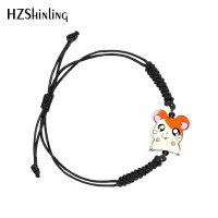 Hamster Cartoon Print Weave Adjustable Bracelet Rope Chain Acrylic Resin Epoxy Fashion Jewelry for Women