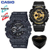 G-Shock Baby-G GA110 BA110 ชายและหญิงคู่กีฬานาฬิกากันน้ำและกันกระแทกเวลาโลกนำหน้าจอแสดงผลคู่ 4 ปีรับประกันสากล BA-110-1A GA-110TP-1AJF