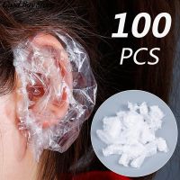 100Pcs Disposable Ear Cap Waterproof Transparent Earmuffs Shower Earmuffs Cap Hair salon beauty hair dye oil good helper