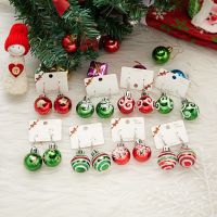 Vintage Fashion Green Red Color Star Ball Christmas Earring Womens Resin Earring Popular Jewelry Christmas Days Families Gifts