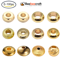 Beebeecraft 5-100 pcs ทองทองเหลือง Spacer ลูกปัดเส้นผ่านศูนย์กลาง 4 มม. 1.9 มม. ความหนา 1.2 มม. สำหรับ DIY เครื่องประดับทำ