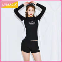 LYSEACIA M-4XL คนรักชุดว่ายน้ำผู้หญิงผู้ชายแขนยาวชุดว่ายน้ำท่องผื่นยามฤดูร้อนคู่ชุดว่ายน้ำหญิงชาย Rashguards สองชิ้นชุดว่ายน้ำ