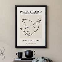 Black Cat Line Vintage Artwork, Pablo Picasso Exhibition Inspired, Canvas Painting Posters And Prints, Modern Gallery Wall Art Pictures, Ideal For Home Decor