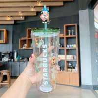 Startbuck ขาตั้งกล้อง Starbuck China Starbuck 2022ฤดูร้อนใหม่กาแฟชาวนากาแฟหมีสองแก้วฉนวนแก้วพร้อมหลอดดื่มความจุมาก