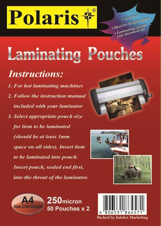 Polaris Laminating Pouch 250 mic 216 x 303mm (A4) Lazada PH