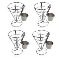 12 Pcs French Fries Stand Cone Basket Fry Holder with Dip Dishe Cone Snack Fried Chicken Display Rack Food Shelves Bowl