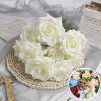 Simulated 9 Diamond Roses Flowers Arrangement Wedding Corner Rose Autumn Retro White Colorful Artificial Flowers Home Decor