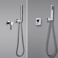 Hot and Cold Handheld Shower Set with Tap Faucet Round and Square Shine Chrome In Wall Mounted Concealed  Mixer  by Hs2023