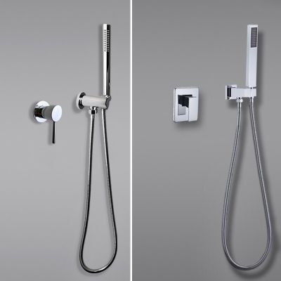 Hot and Cold Handheld Shower Set with Tap Faucet Round and Square Shine Chrome In Wall Mounted Concealed  Mixer  by Hs2023