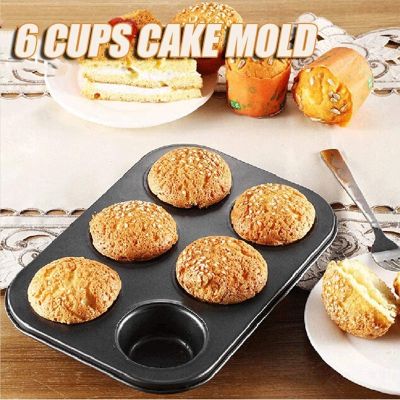 6 Grids Cupcake Mold Carbon Steel Egg Tart Cake Mold Fondant Baking Tools