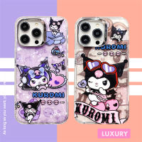 ลายการ์ตูนน่ารักสีม่วงสีดำ Kurumi สำหรับ IPhone 15 14 13 12 Pro Max แฟชั่นเคสโทรศัพท์ความคิดสร้างสรรค์