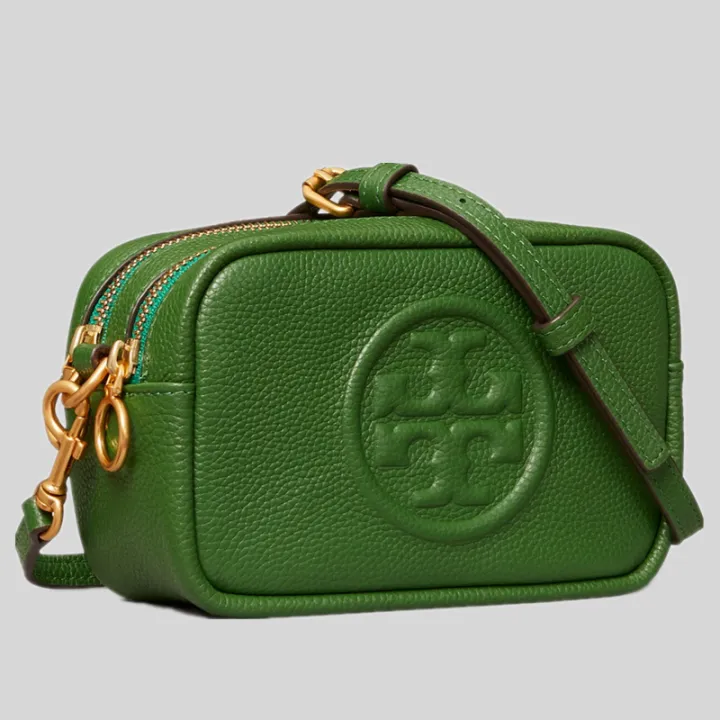 Tory Burch female bag camera bag double zipper bag fight color crossbody bag  leather lychee pattern cowhide small square bag PERRY | Lazada Singapore