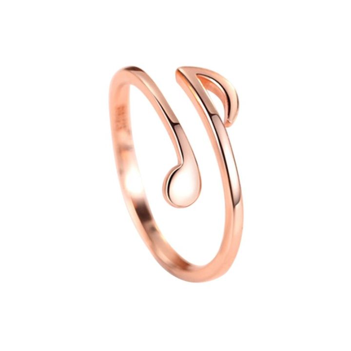 เครื่องประดับแหวนสีผู้หญิงสไตล์แหวนรูปตัวโน้ตดนตรีดนตรีแหวนเปิดแหวนหางปรับงานเลี้ยงสำหรับผู้หญิงได้