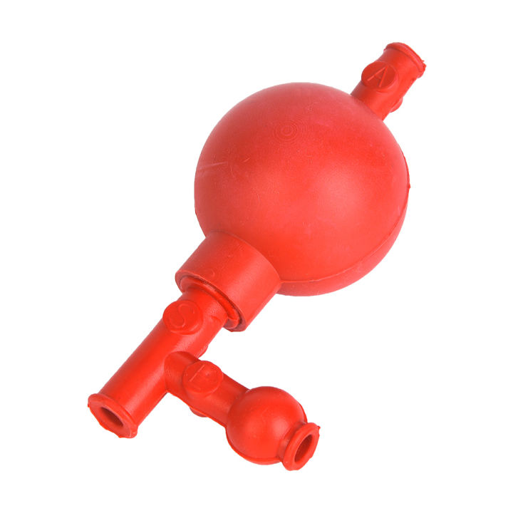 ลูกบอลปิเปตเชิงปริมาณหลอดไฟดูด-bahan-karet-ห้องปฏิบัติการลูกบอลดูดปิเปตที่มีช่องเปิด3ช่องสีแดง