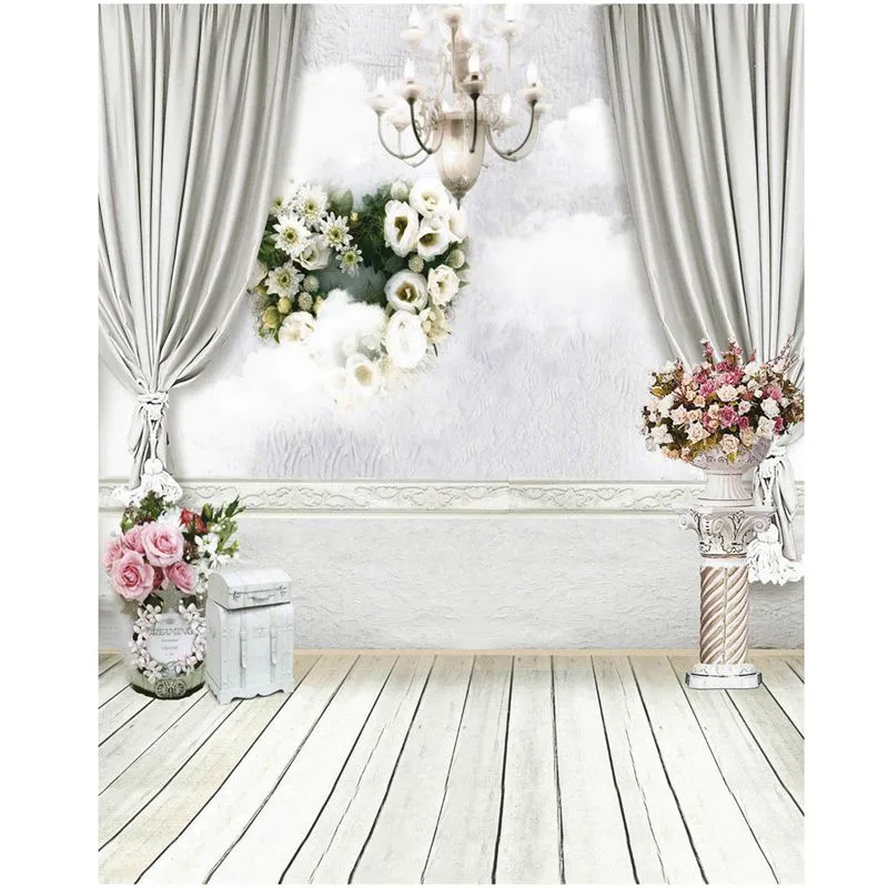 5x7FT White Curtain Backdrop Studio Flower Photo Photography Floor  Background 