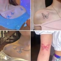 Tattoo Stickers 30 Pieces/set Womens Simulation Color Butterfly Pattern Collarbone Arm Waterproof Temporary Tattoo