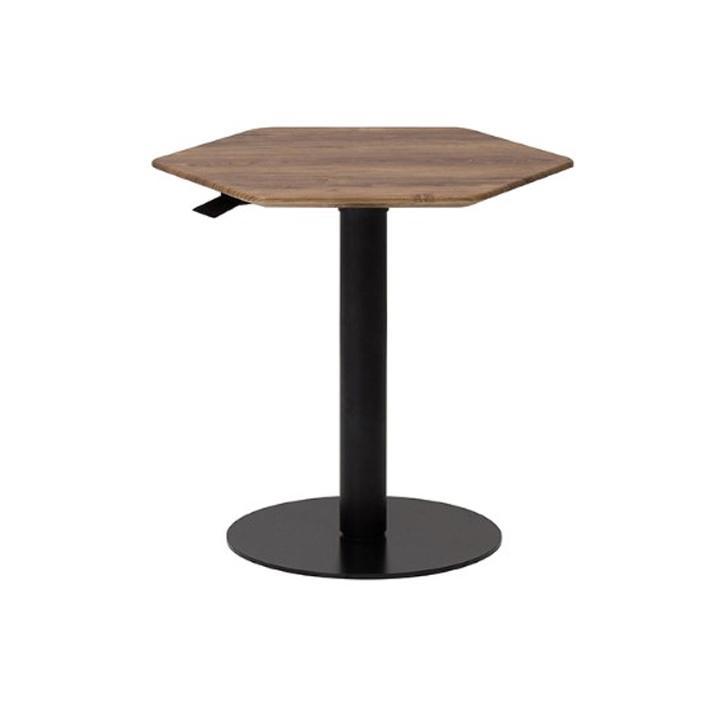 modernform-โต๊ะประชุมปรับระดับได้-ลายไม้น้ำตาลขาสีดำ-ท็อปหกเหลี่ยม-รุ่น-level