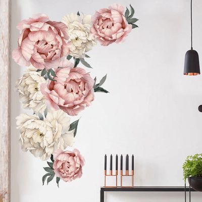 High Quality Peony Rose Wall Stickers Flower On Art Nursery Decals Mural For Kidsroom Bedroom Living Room Decor Home Wallpaper