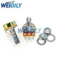 2PCS B20K 20K OHM WH148 3Pin Linear Single Rotary Potentiometer Pots Shaft 20MM With Nuts And Shim WATTY Electronics