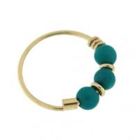 MC 9K Yellow Gold Turquoise Beads Hoop Nose Ring เครื่องประดับ เพชรพลอย จิวปาก  จิวจมูก แหวนจมูกห่วงลูกปัดสีเขียวขุ่นสีเหลืองทอง ทองแท้9K