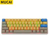 MUCAI 61คีย์ RGB คีย์บอร์ดสำหรับเล่นเกมแบบมีสาย,คีย์บอร์ดสำหรับเล่นเกมสำหรับคอมพิวเตอร์พีซีเล่นเกมสวิทช์สีแดงสายถอดได้สำหรับแล็ปท็อป USB