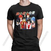 Mens Yu Yu Hakusho Gang Anime T Shirt Pure Cotton Tops Vintage Stylish Chic Crew Neck Tee Shirt T-Shirt