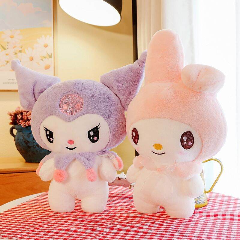 Cartoon Stuffed Animals Sanrio Kuromi My Melody Cinnamoroll Plush Toy Anime Kawaii Cut Soft Cushie Apply Girls Doll Toys Gifts