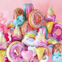 Ice Cream Donut Theme Party Decoration Cute Candy Color Birthday Party Children 39;s Toy Baby Shower Aluminum Film Balloon