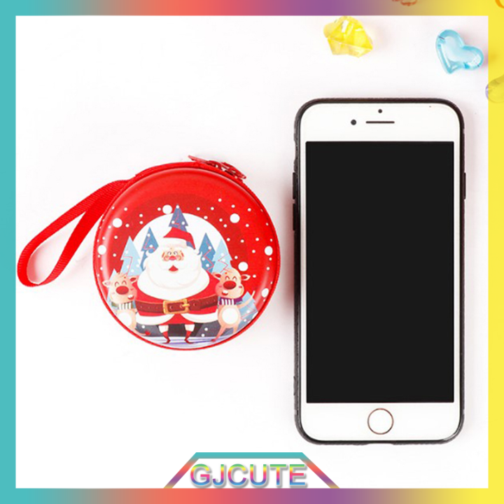 gjcute-กระเป๋าใส่เหรียญลายคริสต์มาสน่ารัก1ชิ้นกระเป๋าสตางค์เด็กผู้หญิงลายการ์ตูนกล่องจัดระเบียบหูฟัง