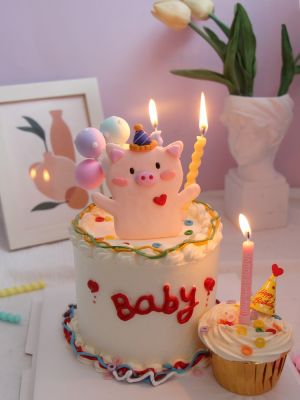 Piglet Bear Lion Rabbit Party Aanimal Candle Cake Topper Children 39;s Day Birthday Cartoon Bear Mini Color Hat Dessert Decoration