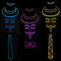 Hot Sales Uni Festival LED Rave Light Party Glow Suit EL Hat+Glowing Tie+Neon As LED Accessories and Glow Party Supplies