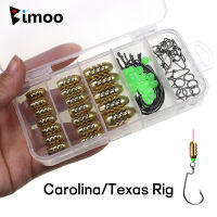 Bimoo CarolinaTexas Rig Wide Gap Worm Fishhook Copper Bullet Sinker Weight Luminous Beads Quick Snap Fishing Tackle Set