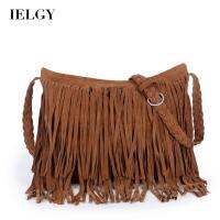 IELGY Retro Zipper Frosted Tassel Diagonal กระเป๋าถือ