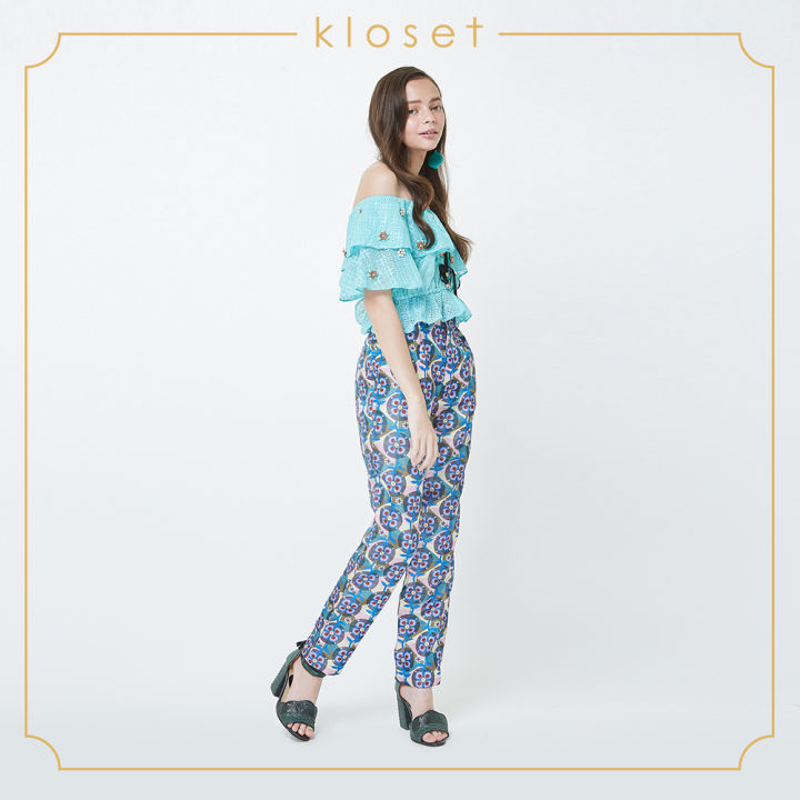 kloset-printed-trousers-sh18-p006-เสื้อผ้าผู้หญิง-เสื้อผ้าแฟชั่น-กางเกงแฟชั่น-กางเกงขายาว-กางเกงขายาวพิมพ์ลาย