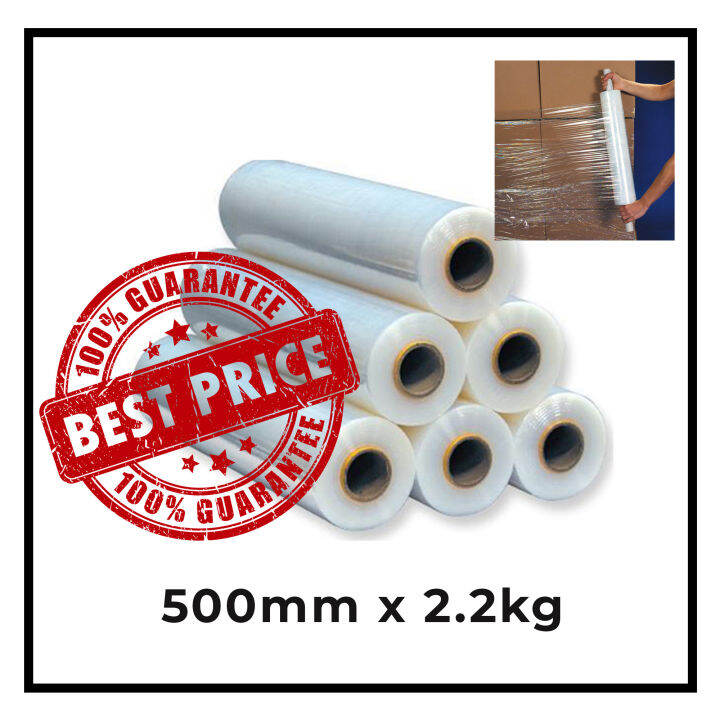 [1 Rolls] 500mm 2.2kg / 23 micron transparent clear Stretch Film
