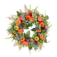 Pumpkin Wreath 17.72 Inch Door Wreath Multifunctional Handcrafted Decorative Artificial Pumpkin Wreath For Front Door like-minded