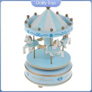Dolity Round Carousel Music Box with 4 Rotatable Horses Mechanical