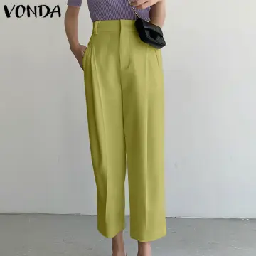 VONDA Womens Formal Elegant Dress Pants Work Ladies Office OL Solid Trousers  Long Pant (Western Fashion)