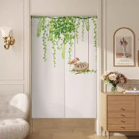 Modern Chinese style flowers and birds kitchen divider 120CM big door curtain with rod 95 80 75 landscape bedroom 180 200CM long partition Living room divider half curtain doorway Japanese style short animal door curtain